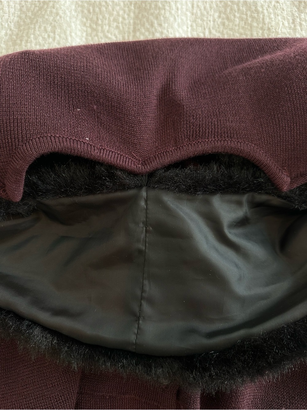 Marc New York Plush Faux-Fur Collar Button-Front Sweater Cardigan - Burgundy - Picture 11 of 12